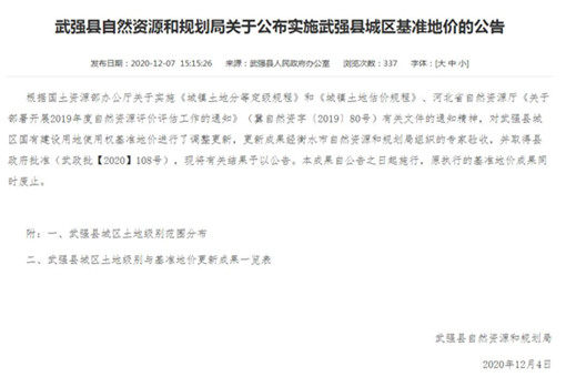 2021年武强县城区基准地价-截图